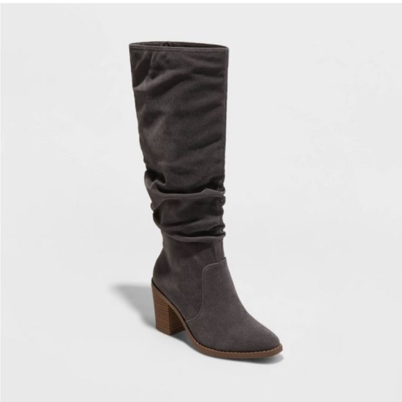 Universal Thread Shoes New Charcoal Gray Tall Suede Slouch Boot